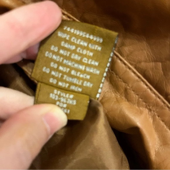 J2 faux leather camel brown jacket juniors size medium moto style - Picture 11 of 16